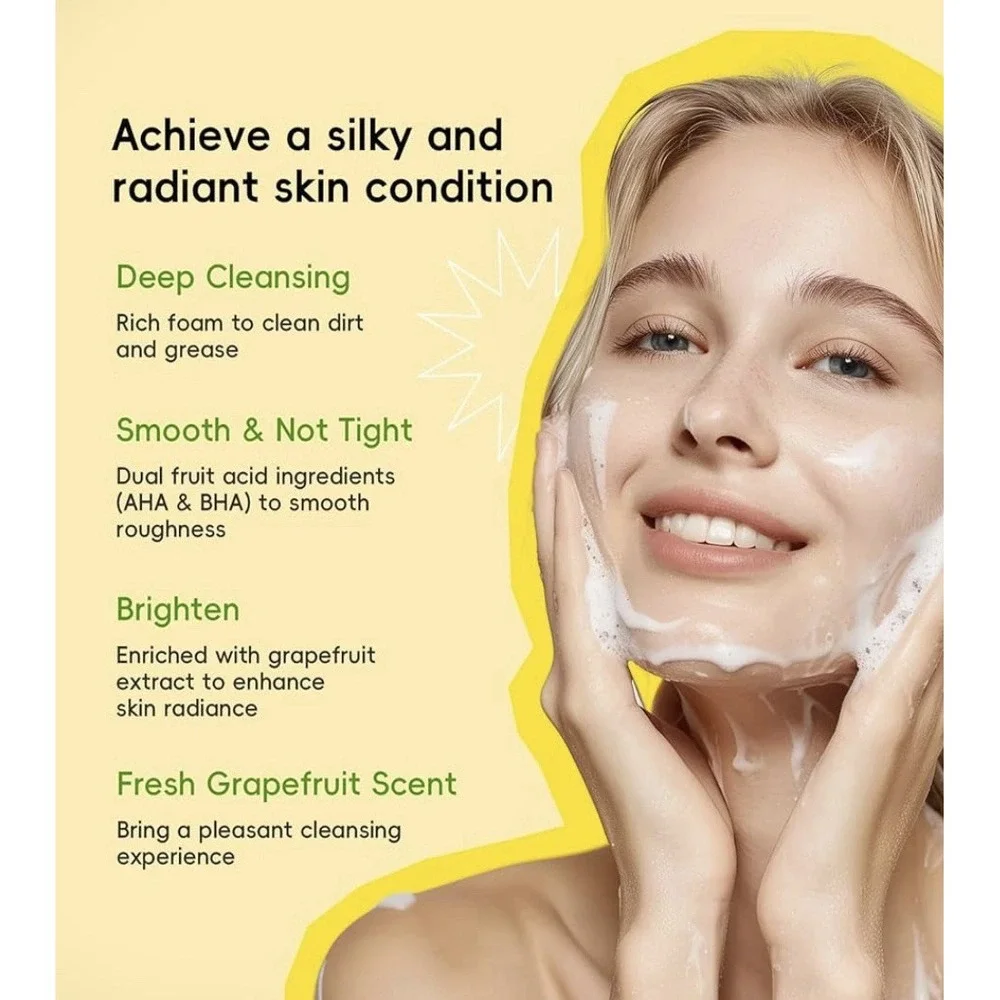 New Quiyum Yuzu AHA BHA Facial‎ Cleanser 100g 3.53oz Exfoliating Hydrating Wash